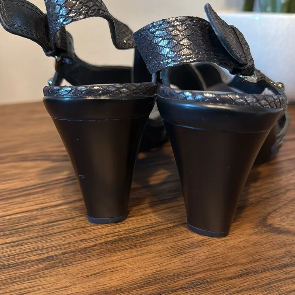 Stuart Weitzman‎ Metallic Pewter Strappy Studded Party Statement Heels Size  7.5